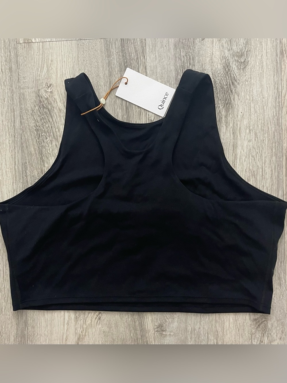 Quince Ultra-Form High-Neck Cropped Tank Top In Black Size XL NWT - Picture 6 of 10